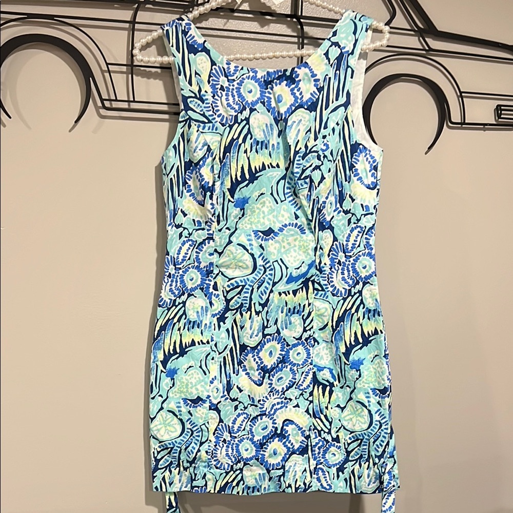 Lilly Pulitzer Blue and Green Floral Mini Dress